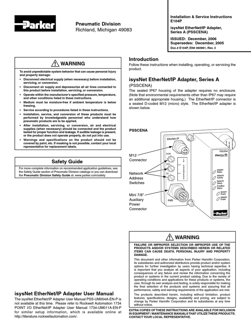 Parker isysNet E104P A Series Installation & service instructions