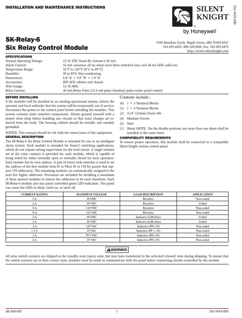 Honeywell Silent Knight SK-Relay-6 Installation and maintenance instructions
