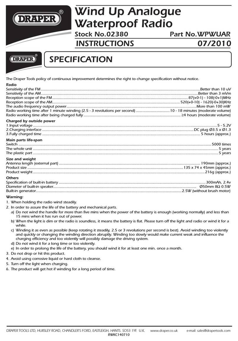 Draper WPWUAR instruction manual