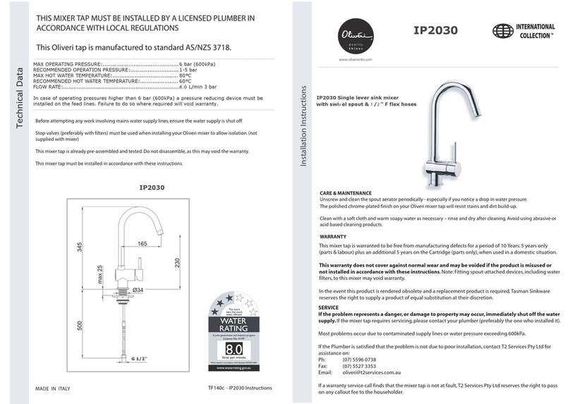 Oliveri IP2030 installation instructions