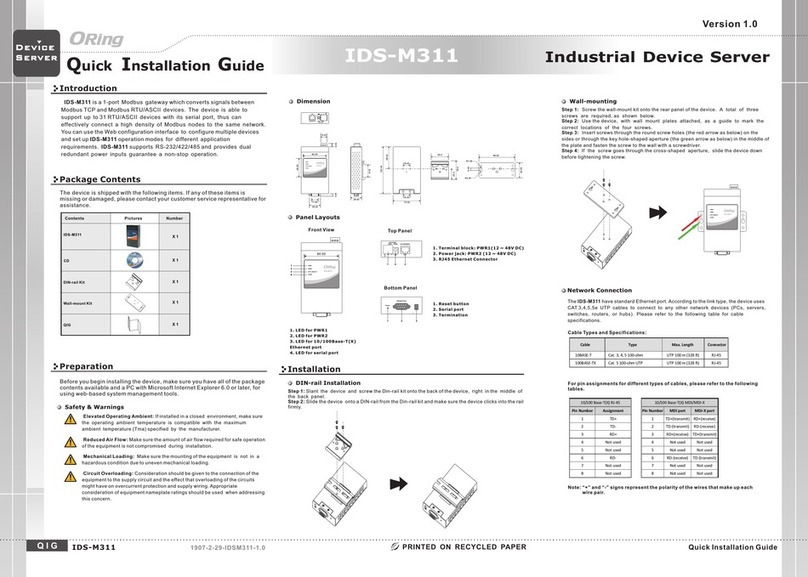 ORiNG IDS-M311 Quick installation guide