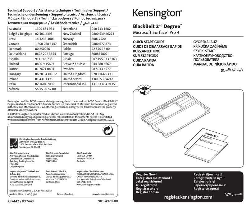 Kensington BlackBelt 2nd Degree Microsoft Surface Pro 4 quick start guide