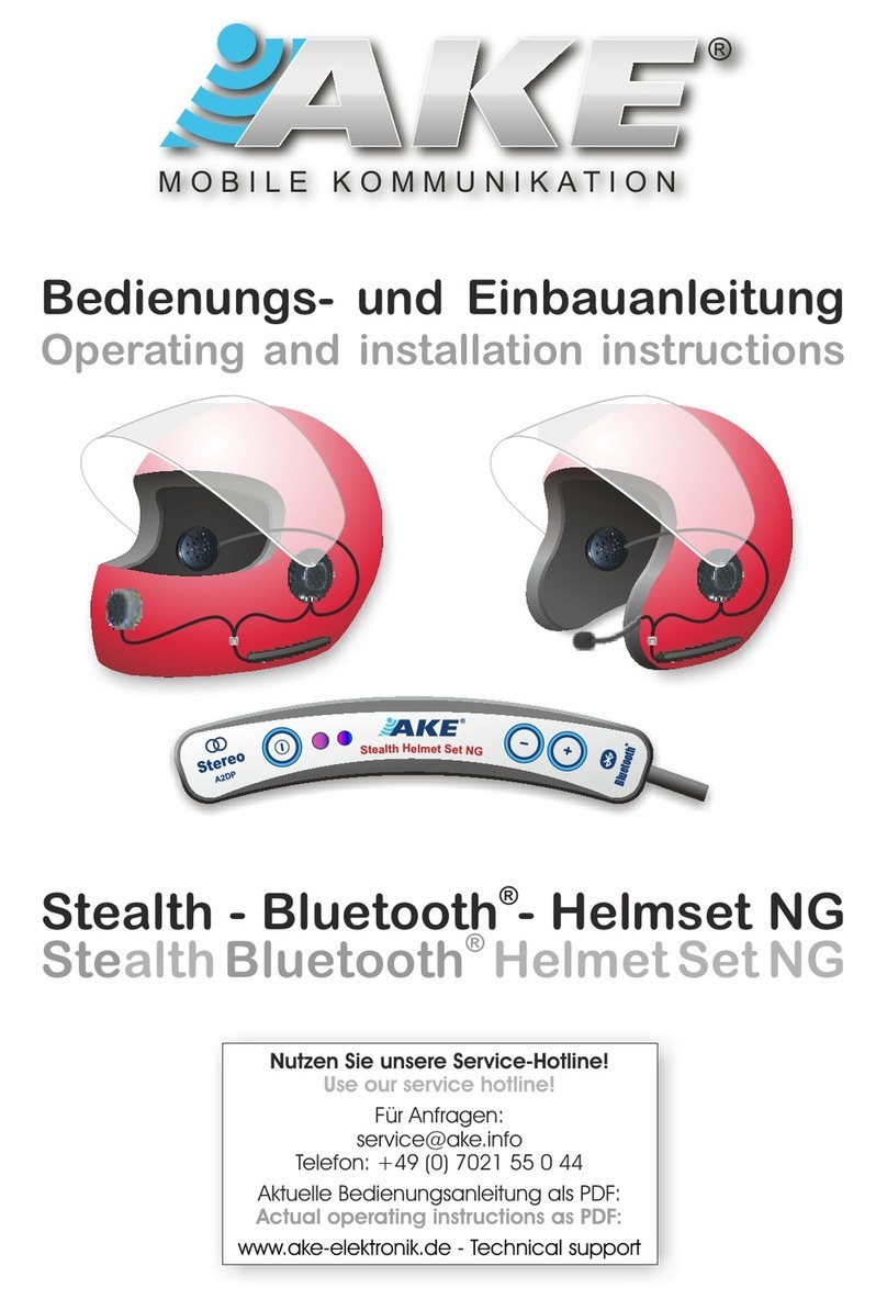 AKE Stealth Bluetooth Helmet Set NG Operating and installation instructions