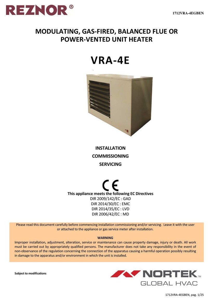 Nortek Reznor VRA20-4E Installation, commissioning, servicing