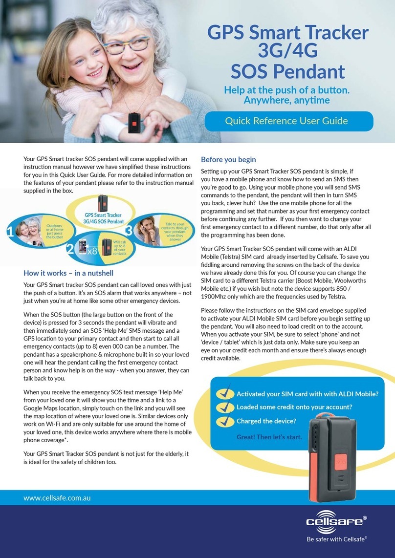 Cellsafe GPS Smart Tracker SOS pendant Quick reference user guide