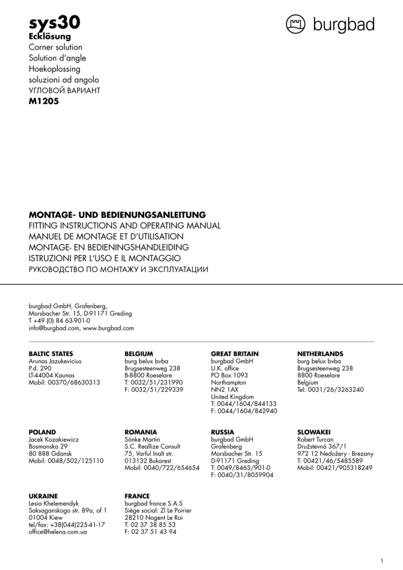 burgbad sys30 Series FITTING INSTRUCTIONS AND OPERATING MANUAL