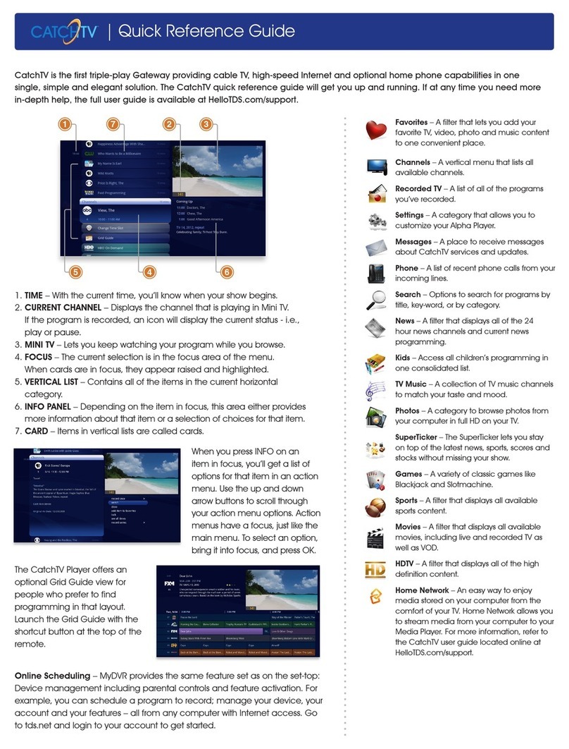 TDS CatchTV Quick reference guide