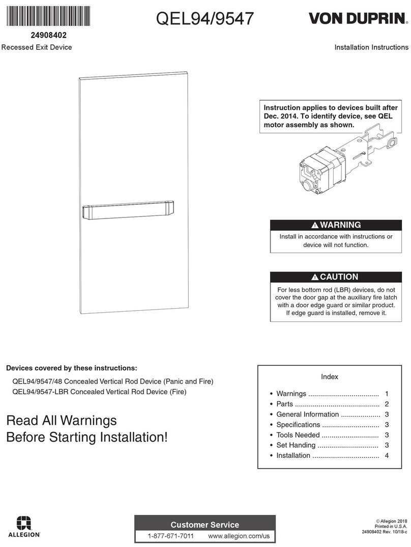 Allegion Von Duprin QEL9447 installation instructions