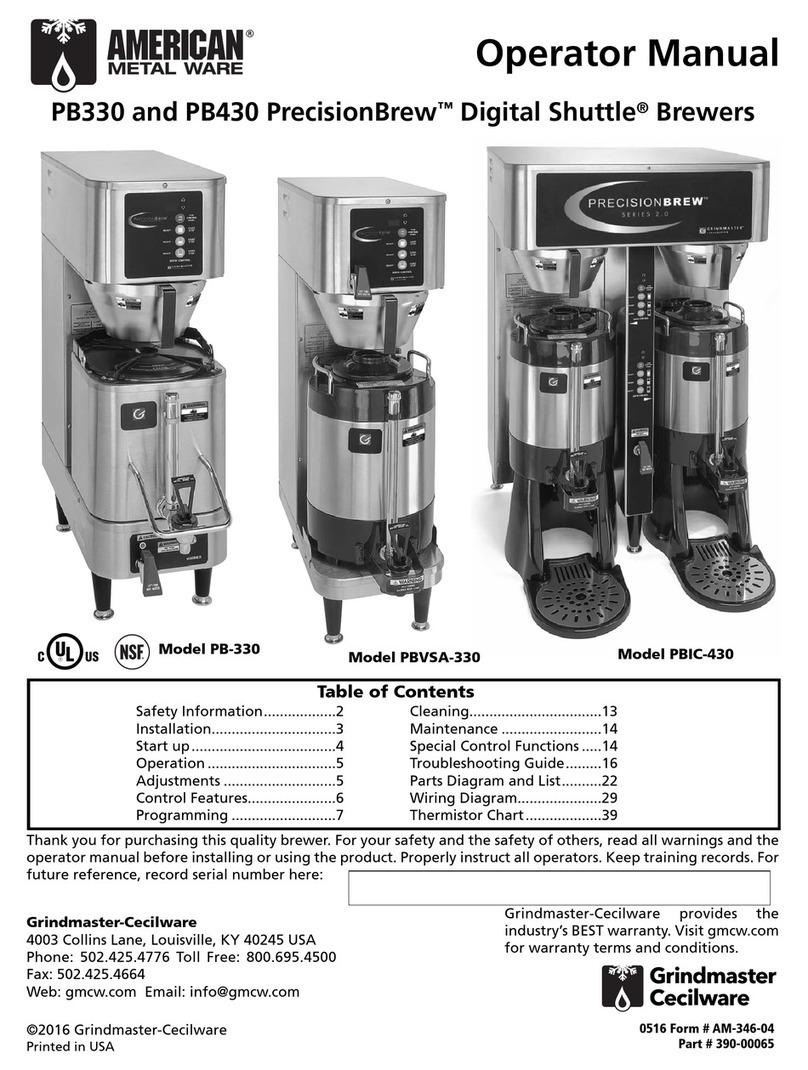 Grindmaster Cecilware American Metal Ware PrecisionBrew Digital Shuttle... Operator's manual