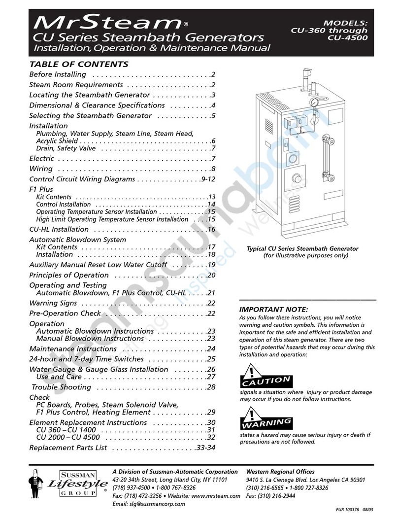 Sussman MrSteam CU Series Instruction manual