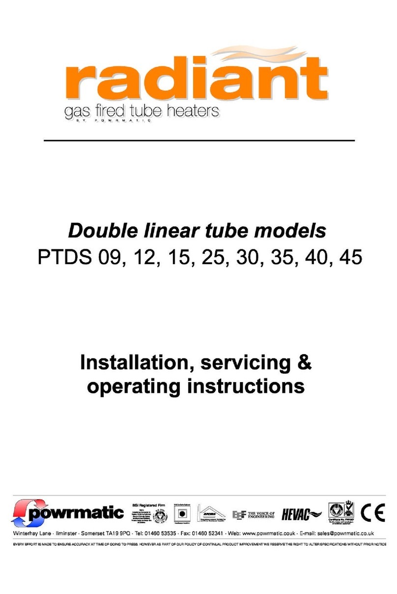 Powrmatic Radiant PTDS 09 Series Installation servicing & operating instructions