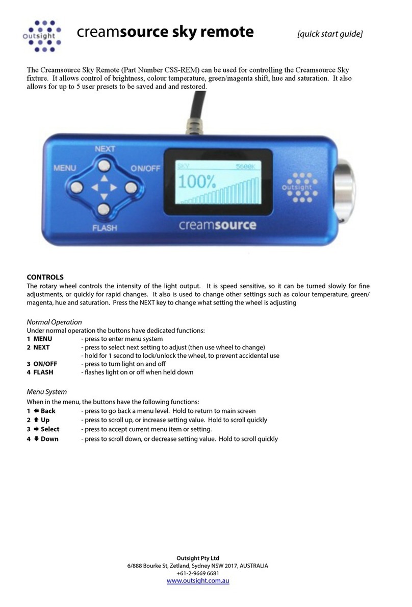 Outsight Creamsource Sky Remote CSS-REM quick start guide Outsight Creamsource Sky Remote CSS-REM quick start guide