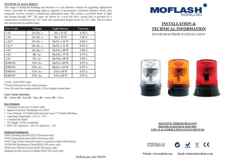 MOFLASH SIGNALLING R201 Series Installation and technical information