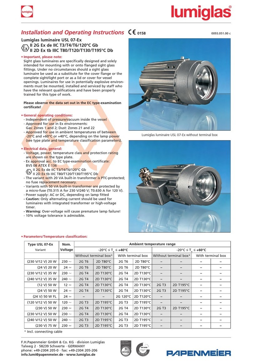 Papenmeier Lumiglas USL 07-Ex Installation and operating instructions