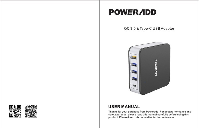 Poweradd QC 3.0 & Type-C USB adapter user manual