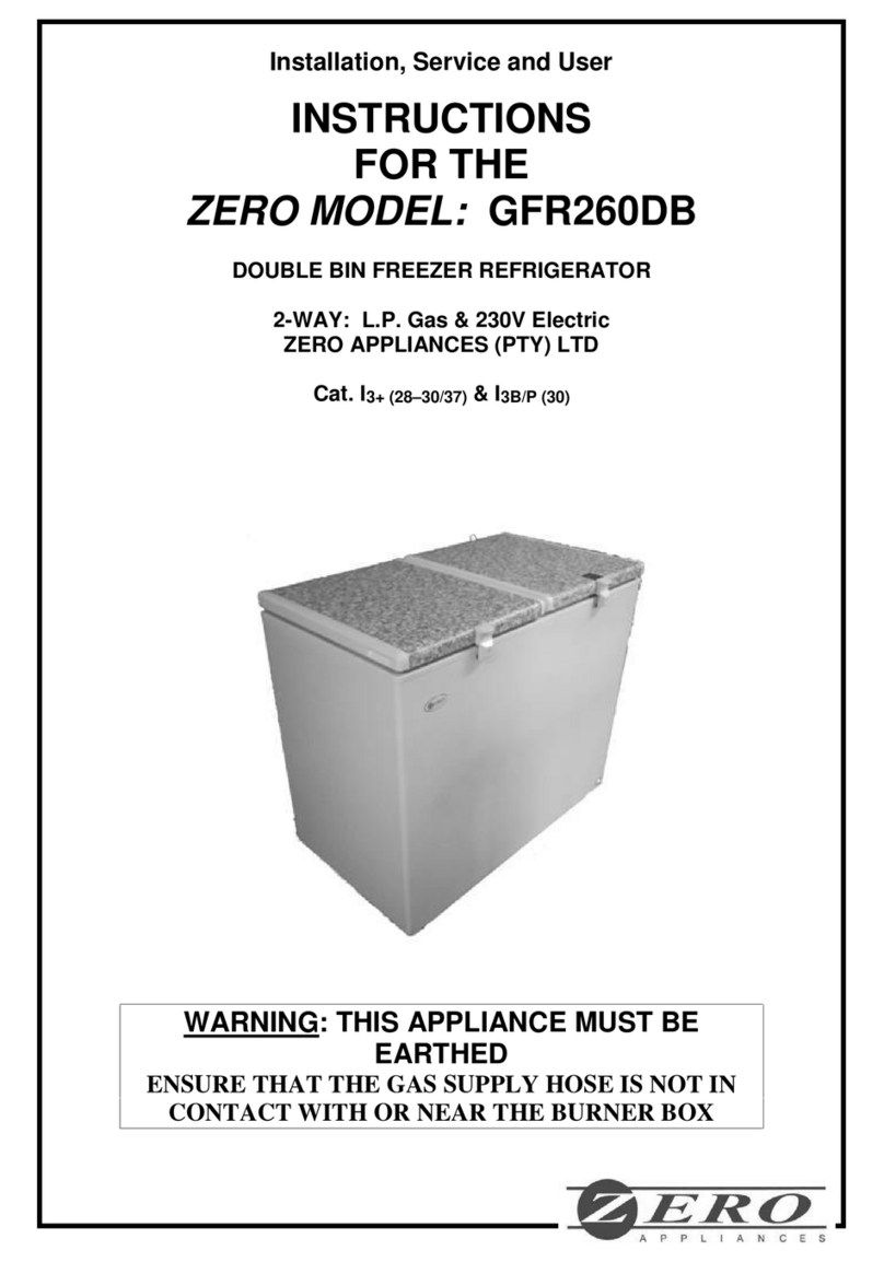 Zero Appliances GFR260DB Installation, service and user instructions