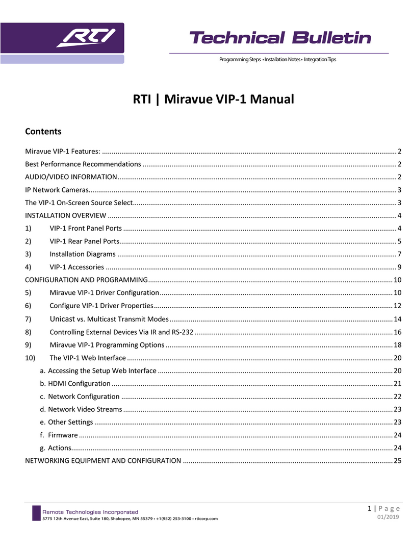 RTI Miravue VIP-1 Service manual