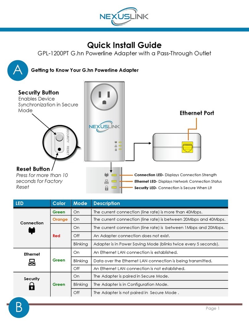 NexusLink GPL-1200PT Quick install guide
