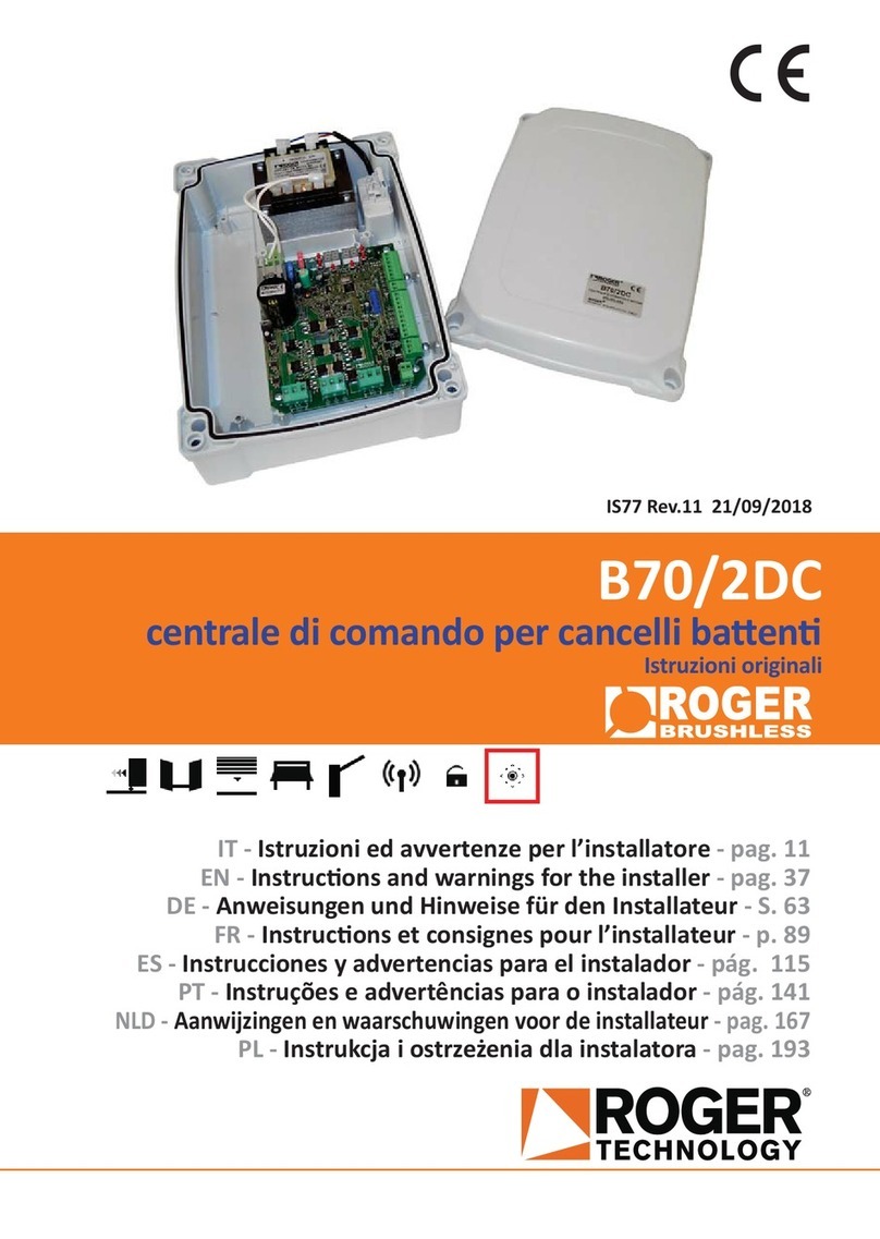 Roger B70/2DC Instruction and warnings for the installer