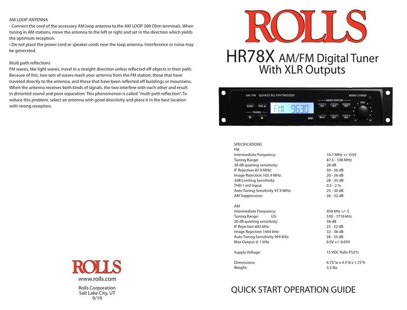 Rolls HR78X Quick start operation guide