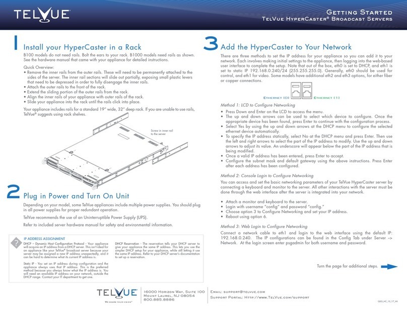 Telvue HyperCaster B100 Getting started