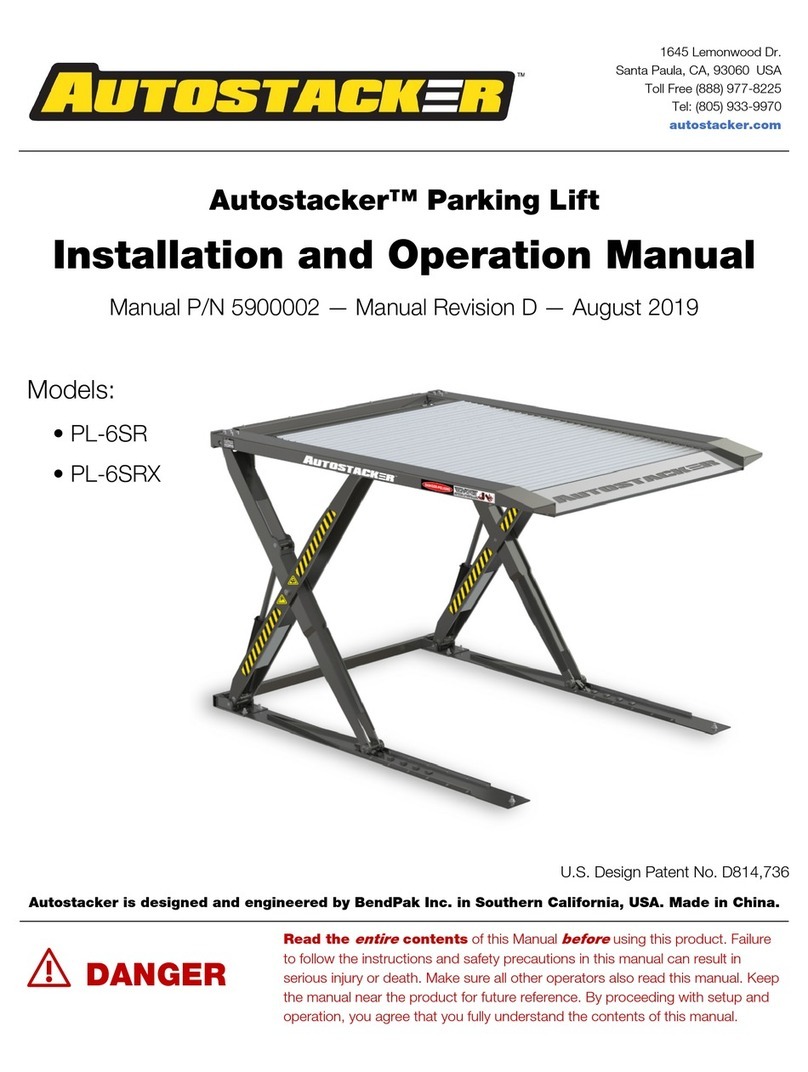 Bend-Pak Autostacker PL-6SR Installation and operation manual
