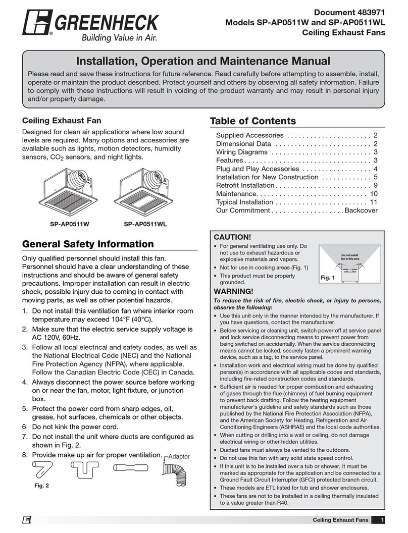Greenheck SP-AP0511WL Installation, operation and maintenance manual