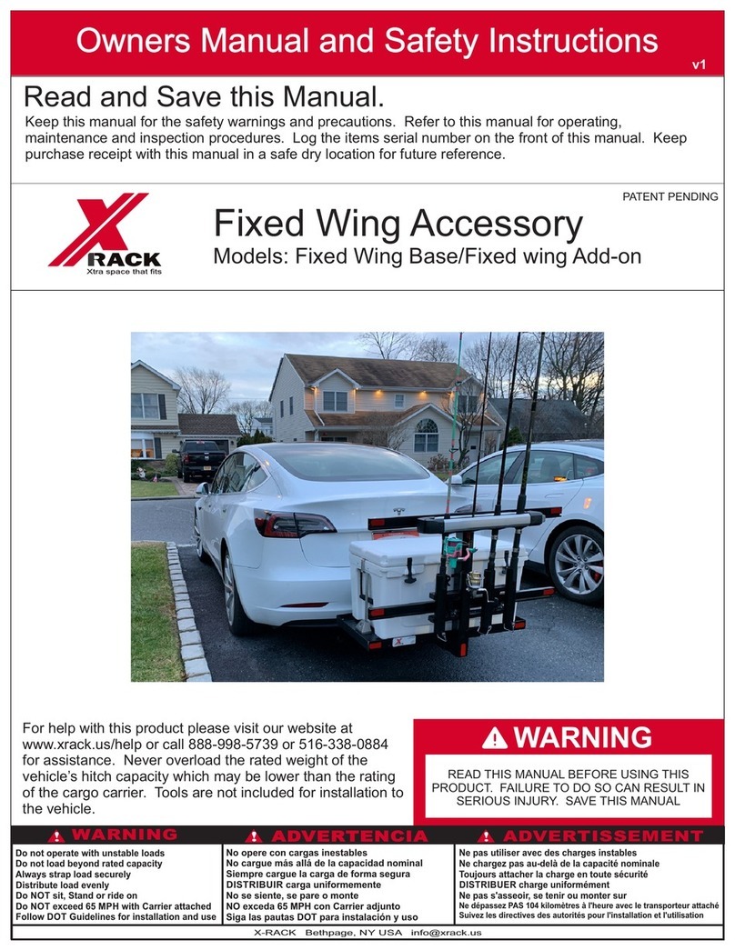 XRACK Fixed Wing Base Owner's manual and safety instructions
