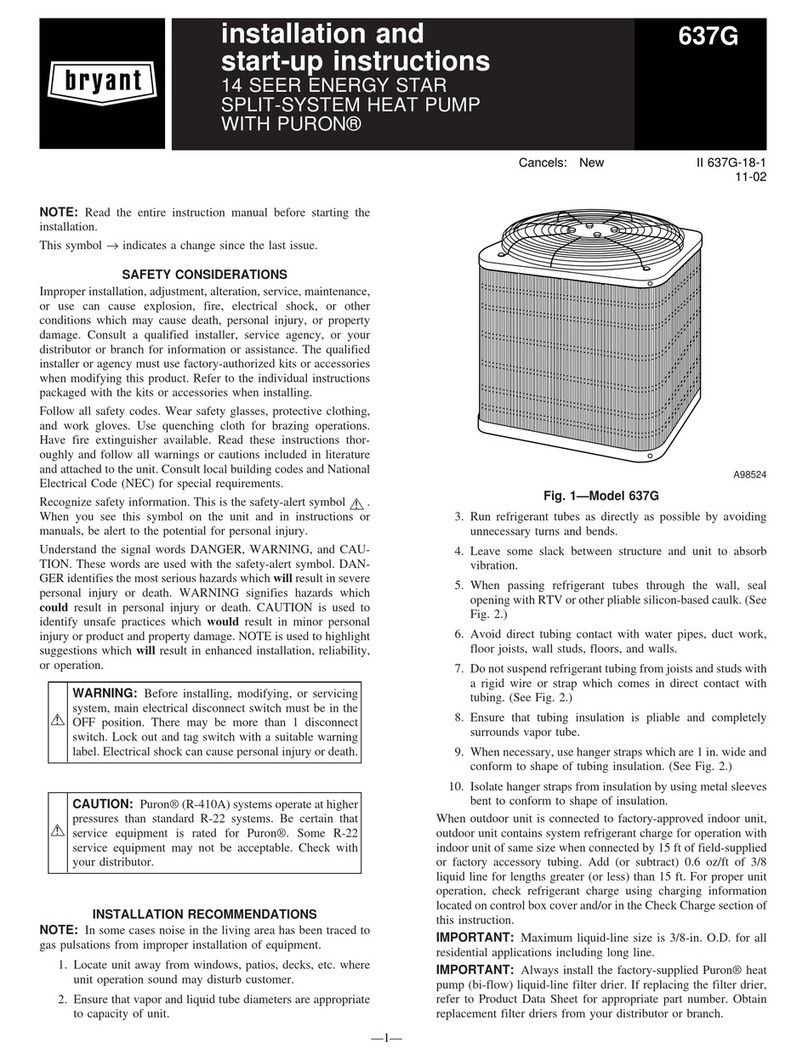 Bryant 637G Installation and start-up instructions Bryant 637G Installation and start-up instructions