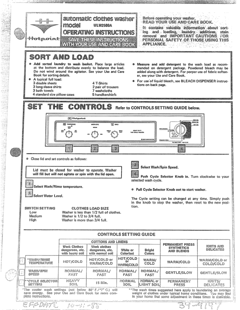 Hotpoint WLW2500A User manual
