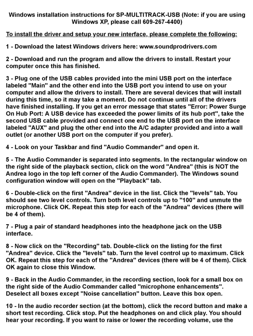 SOUND PROFESSIONALS SP-MULTITRACK-USB installation instructions