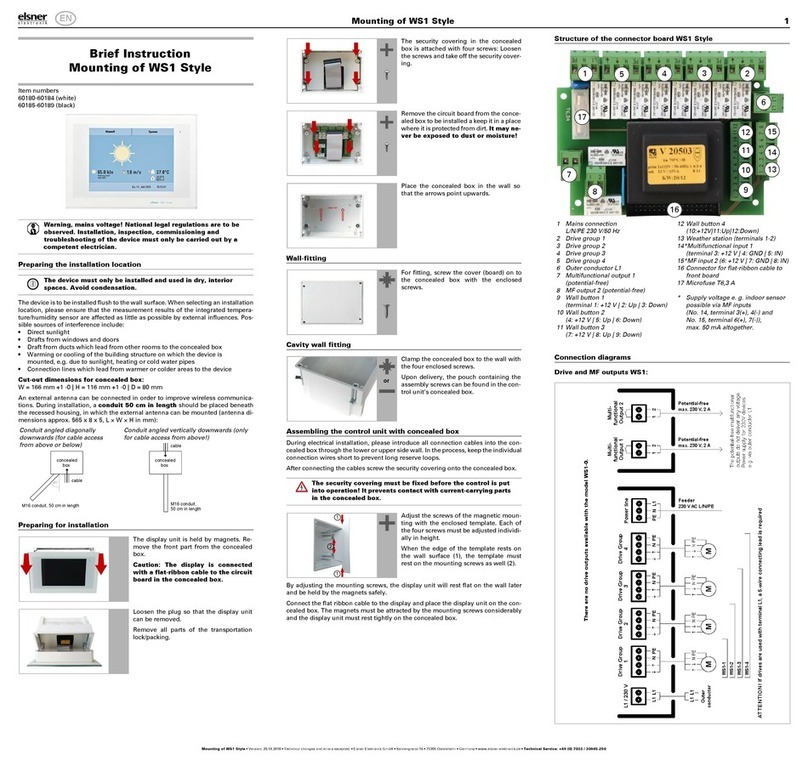 elsner elektronik WS1 Style Series Brief instructions