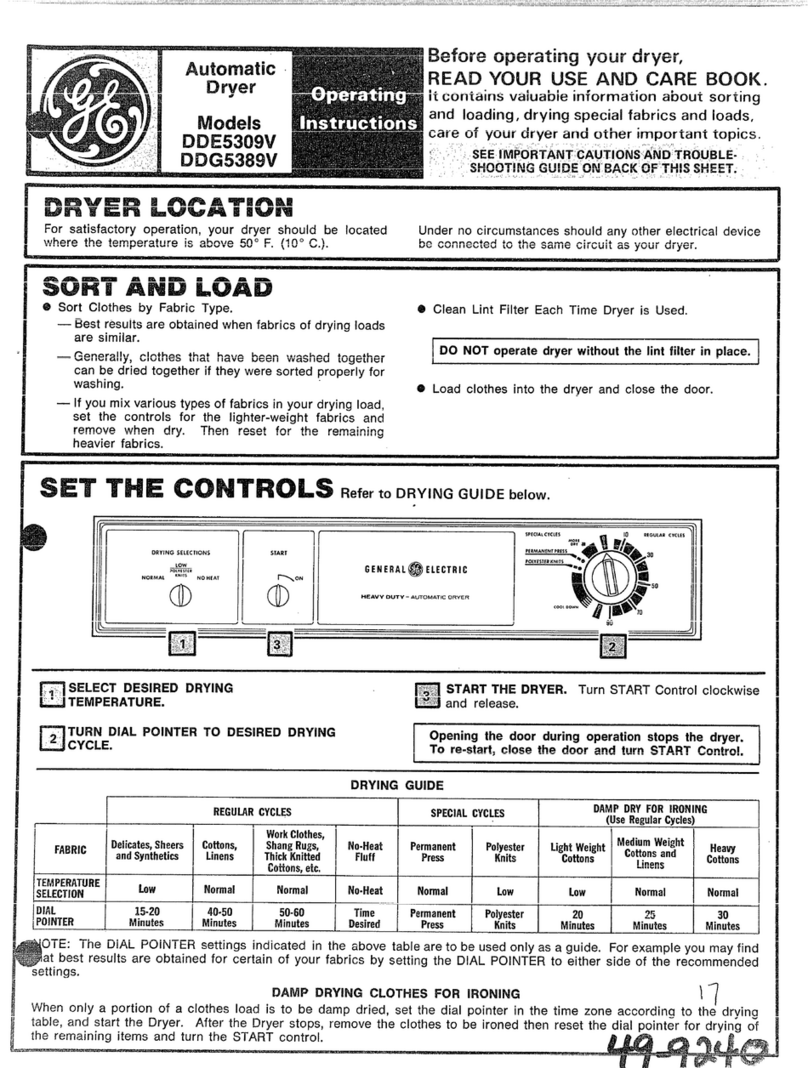 GE DDE5309V operating instructions