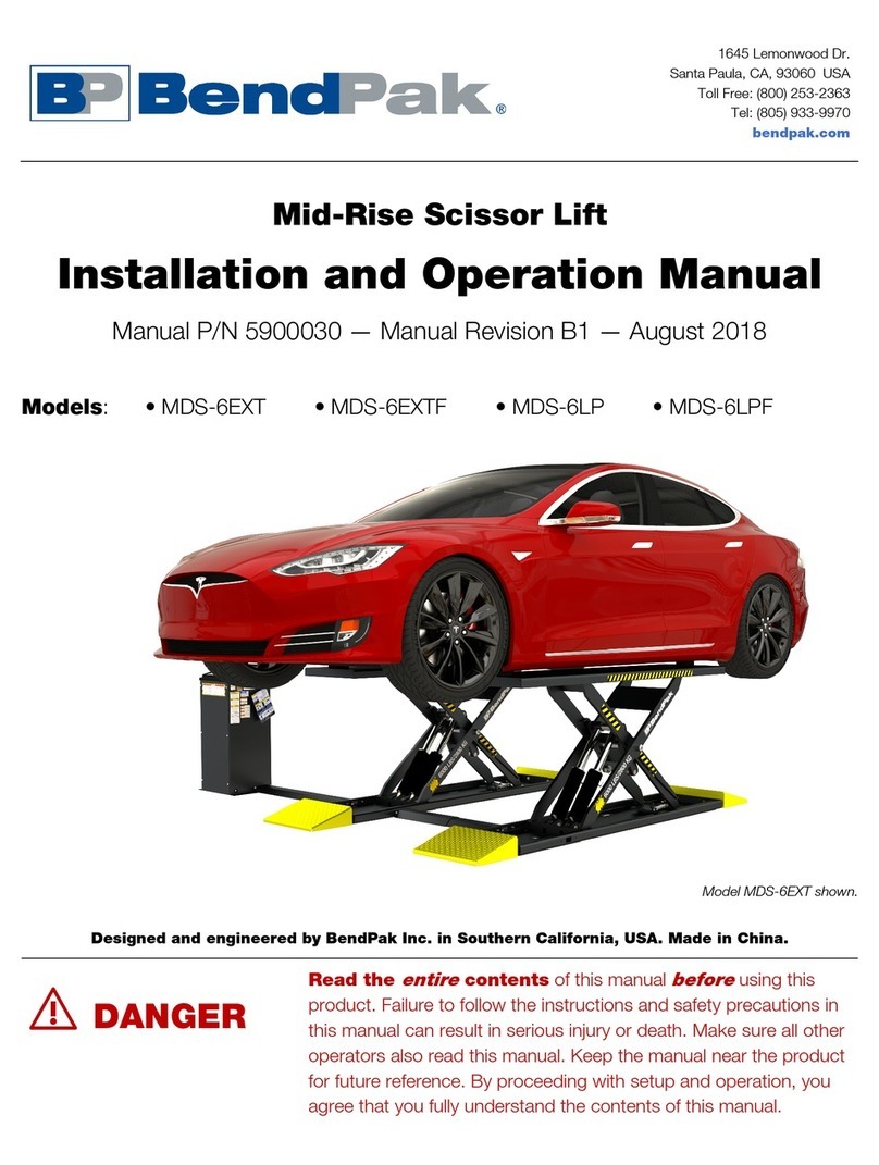 Bend-Pak MDS-6EXT Installation and operation manual Bend-Pak MDS-6EXT Installation and operation manual