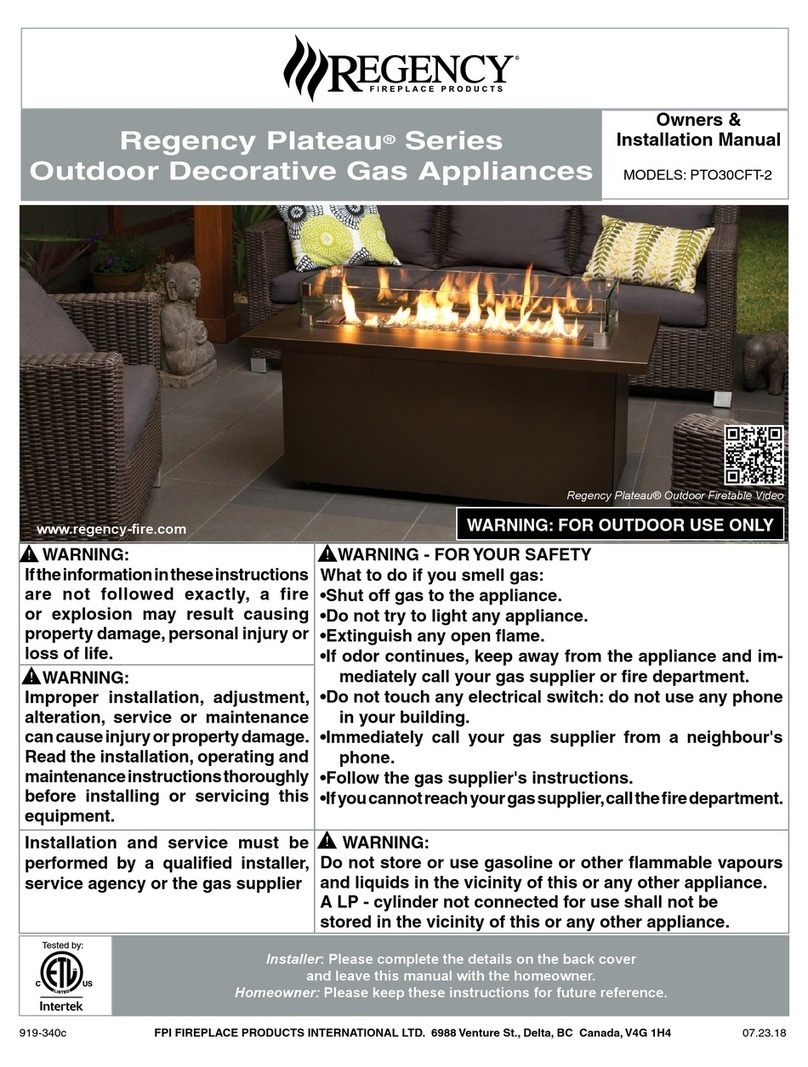 Regency PTO30CFT-2 Owners & installation manual