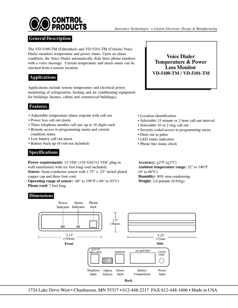 Control Products VD-5101-TM quick start guide