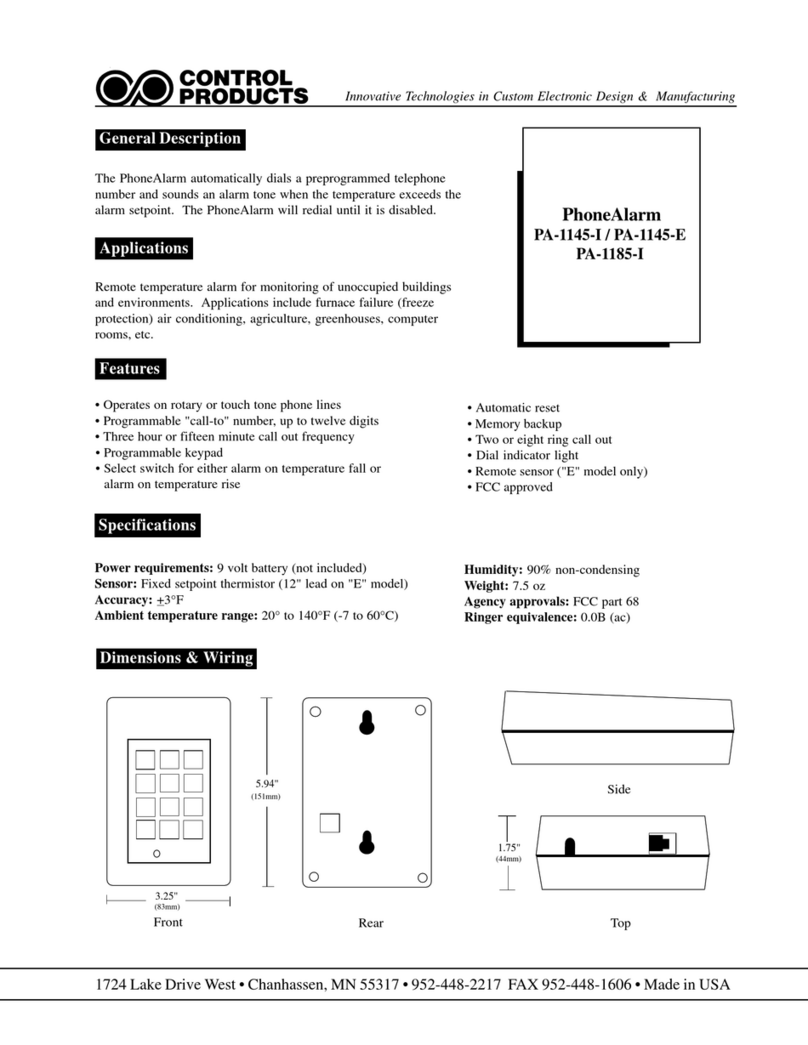Control Products PhoneAlarm Series quick start guide