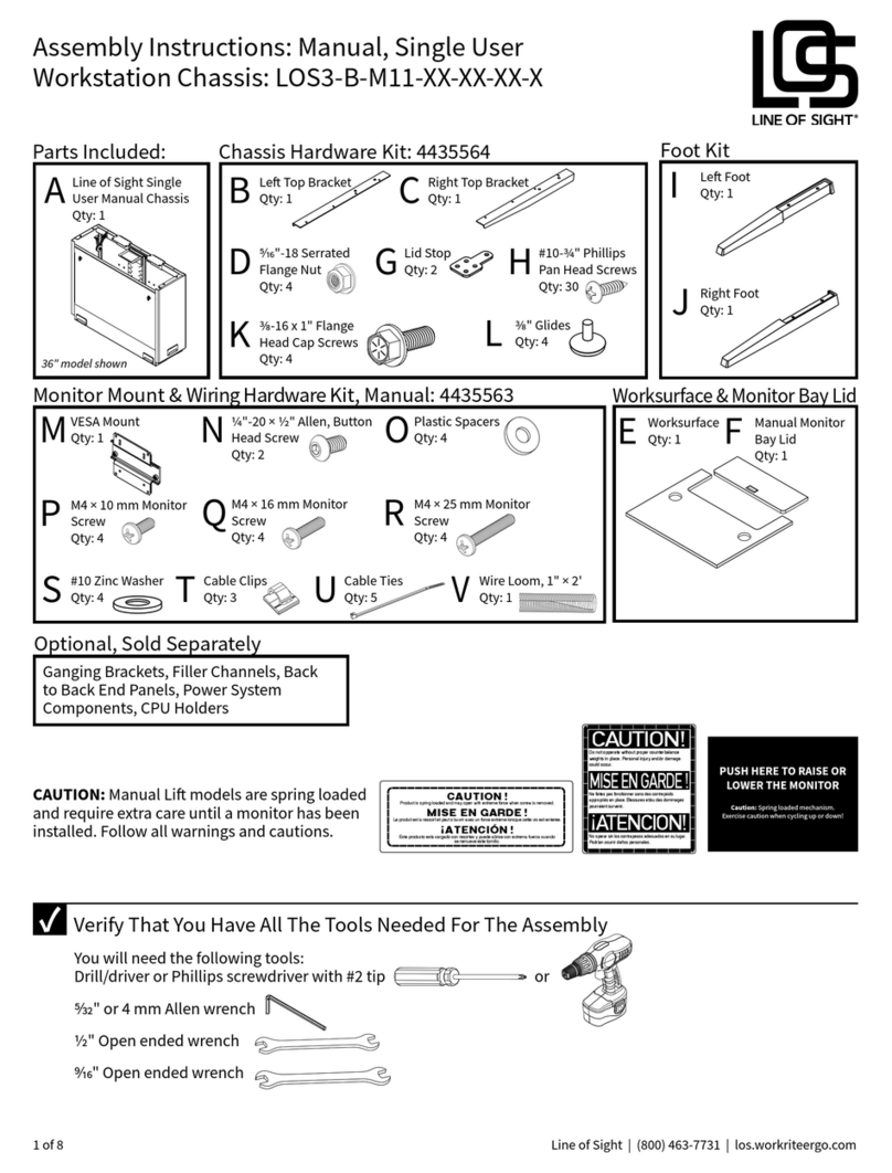Workrite Line of Sight LOS3-B-M11 Series Assembly instructions