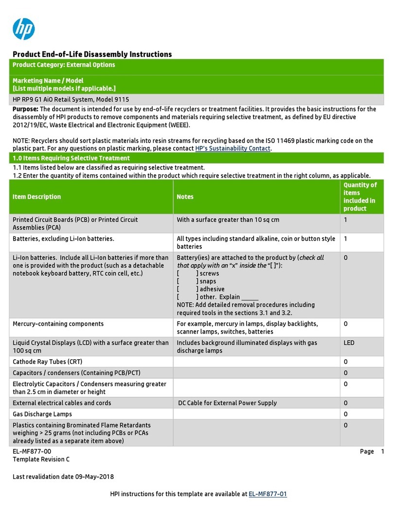 HP RP9 G1 9115 Installation instructions