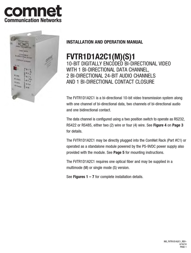 Comnet FVTR1D1A2C1M1 Installation and operation manual