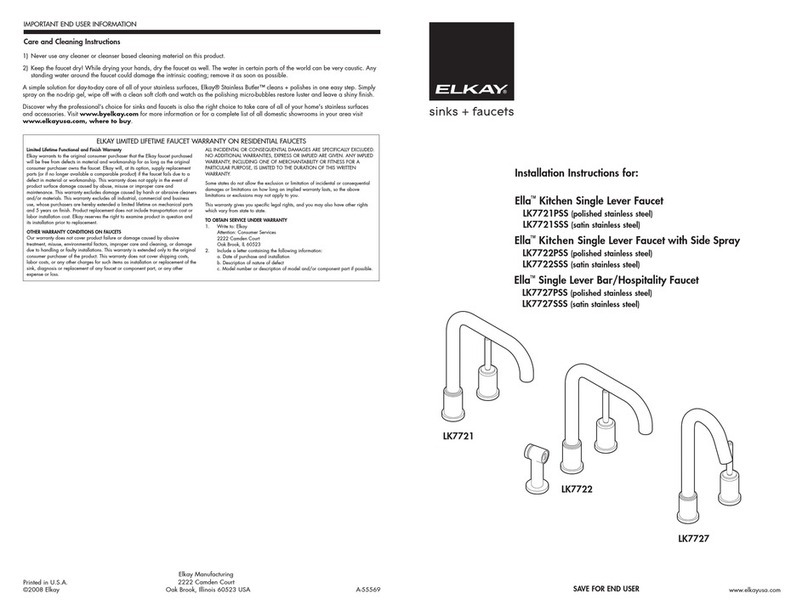Elkay Ella LK7721PSS installation instructions Elkay Ella LK7721PSS installation instructions