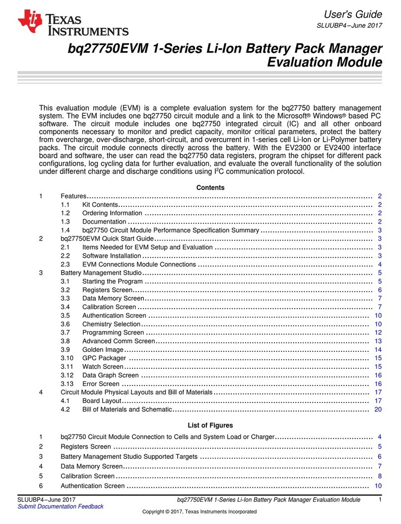 Texas Instruments bq27750EVM User manual