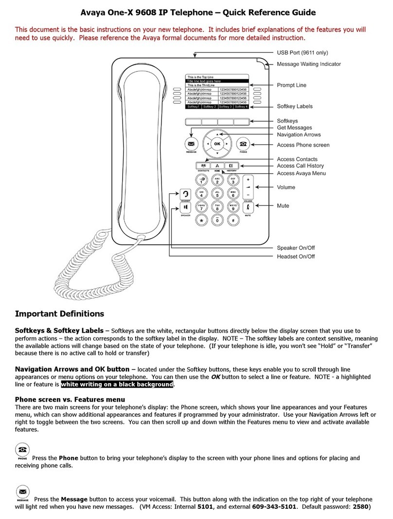 Avaya one-X 9608 User manual