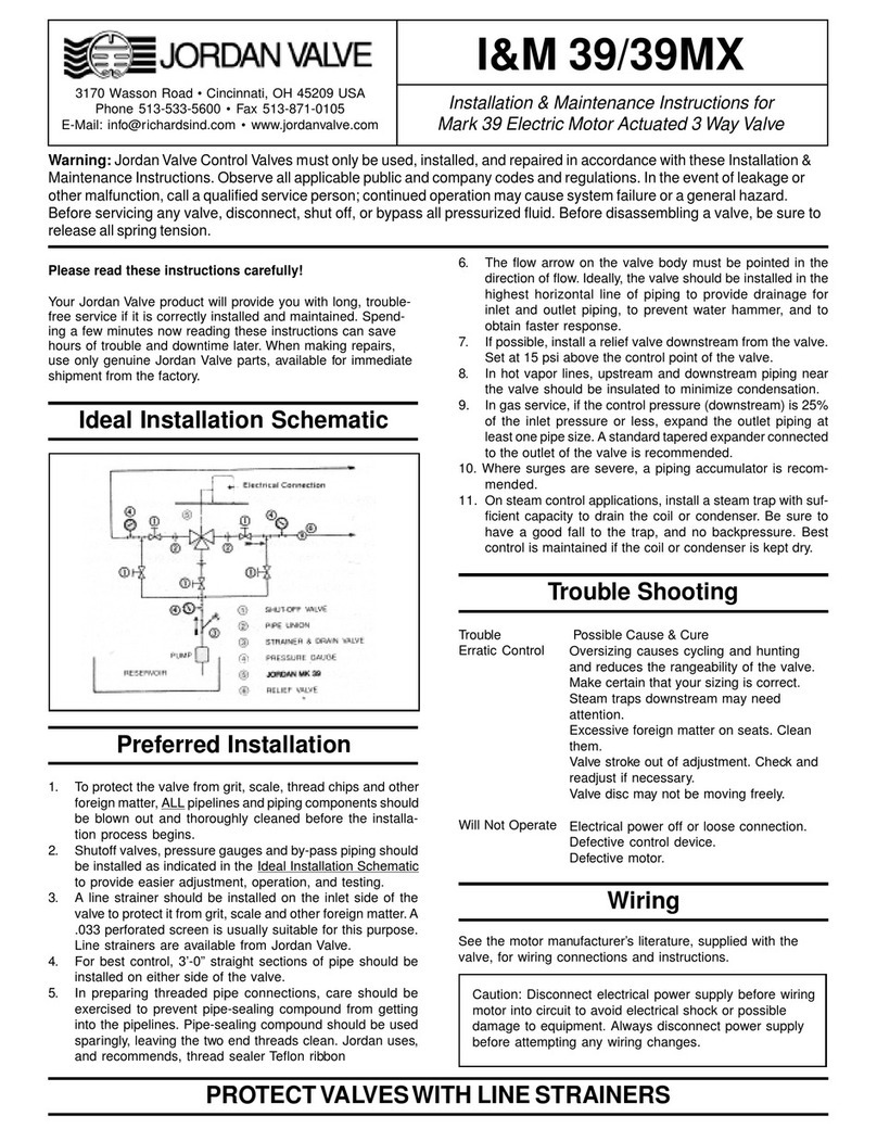 Jordan Valve Mark 39 Installation and operating instructions