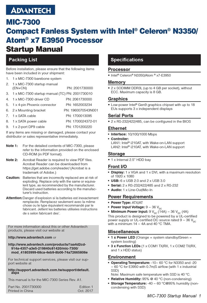 Advantech MIC-7300 Installation and operation manual