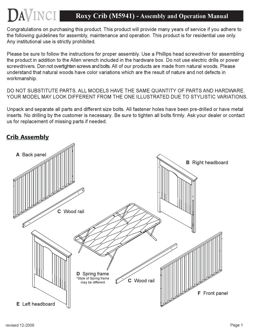 DaVinci Roxy Crib M5941 Installation and operating instructions DaVinci Roxy Crib M5941 Installation and operating instructions