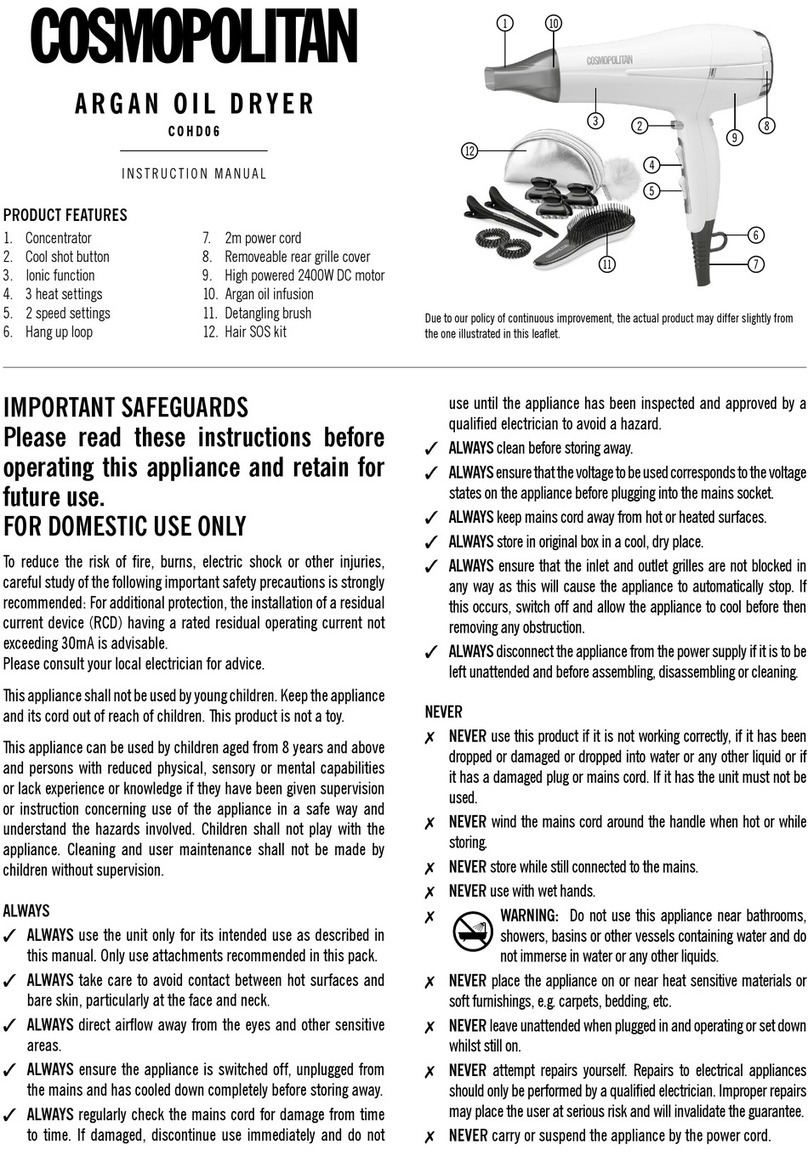 Cosmopolitan COHD06 instruction manual