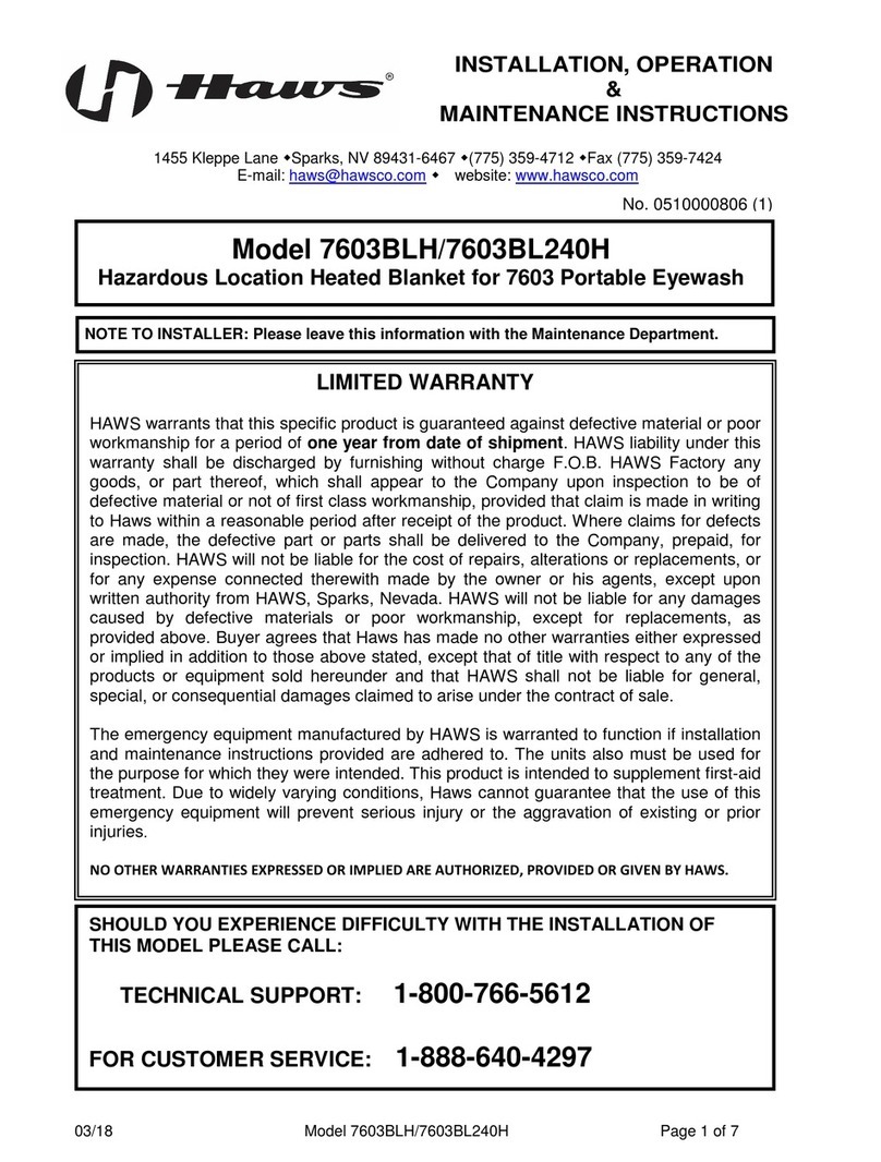 Haws 7603BLH Installation, operation & maintenance instructions Haws 7603BLH Installation, operation & maintenance instructions