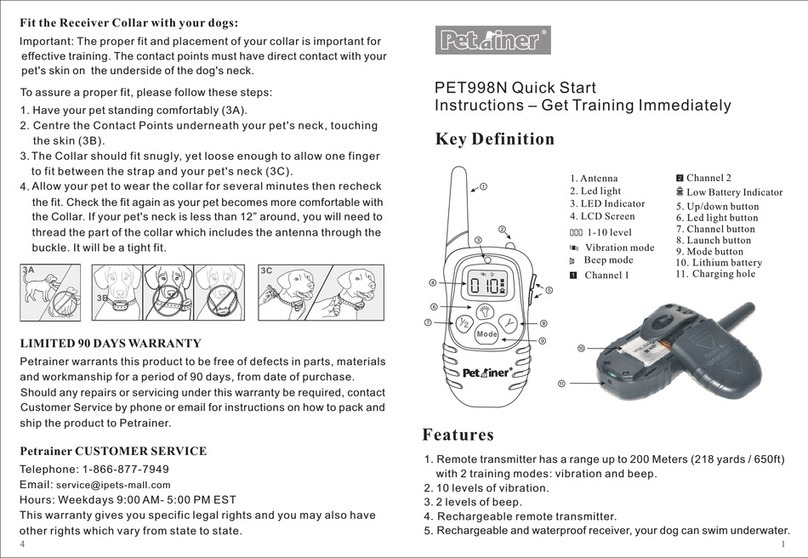 Petrainer PET998N Quick start instructions