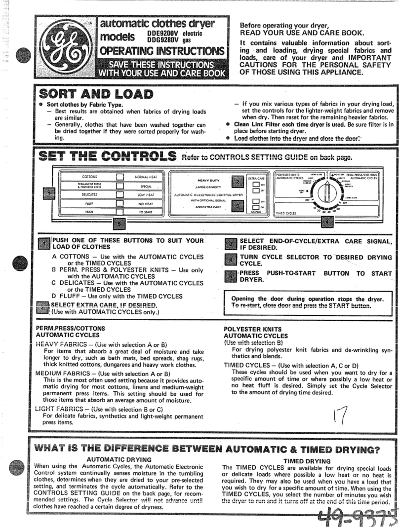 GE DDE9200V operating instructions